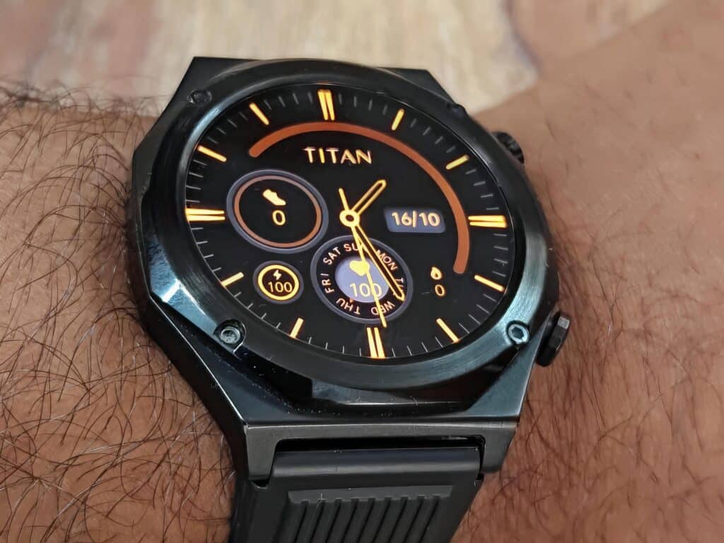 Titan maestro smart watch on wrist